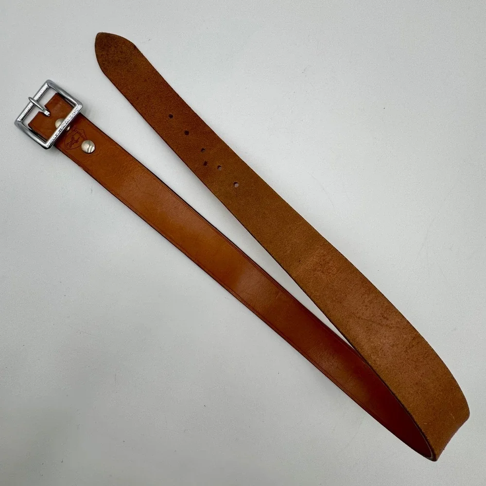 Safariland Leather Belt Solid Brass Removable Buckle Mens 34 Brown Western Vtg